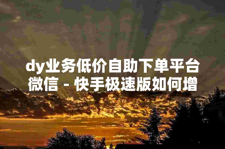 dy业务低价自助下单平台微信 - 快手极速版如何增加粉丝，探索有效的策略来提升你的快手极速版粉丝数量，包括利用dy业务低价自助下单平台微信等工具。