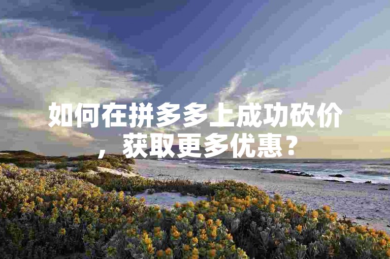 如何在拼多多上成功砍价，获取更多优惠？