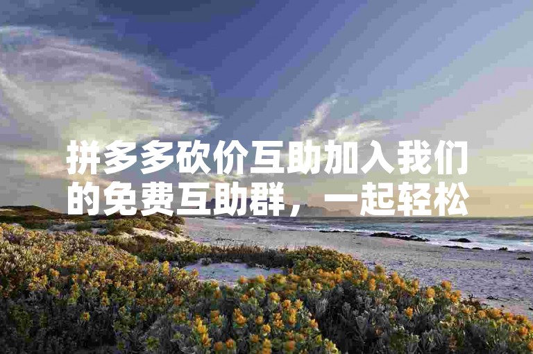 拼多多砍价互助加入我们的免费互助群，一起轻松拿好货！