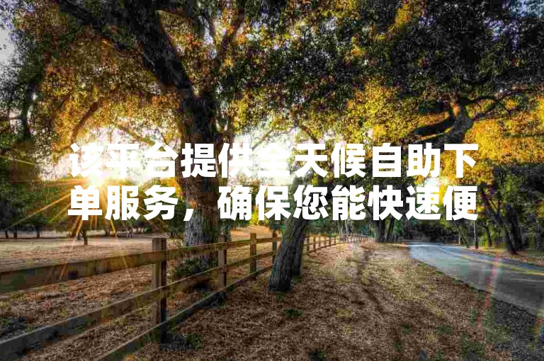 该平台提供全天候自助下单服务，确保您能快速便捷地完成交易。