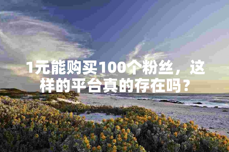 1元能购买100个粉丝，这样的平台真的存在吗？