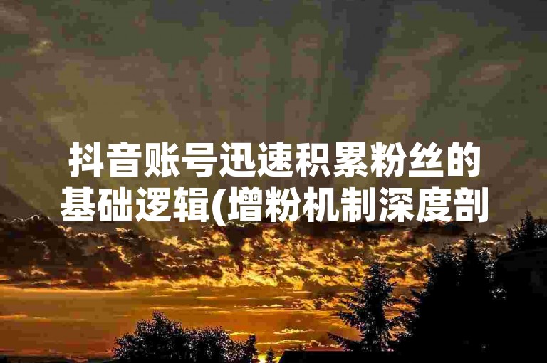 抖音账号迅速积累粉丝的基础逻辑(增粉机制深度剖析)。