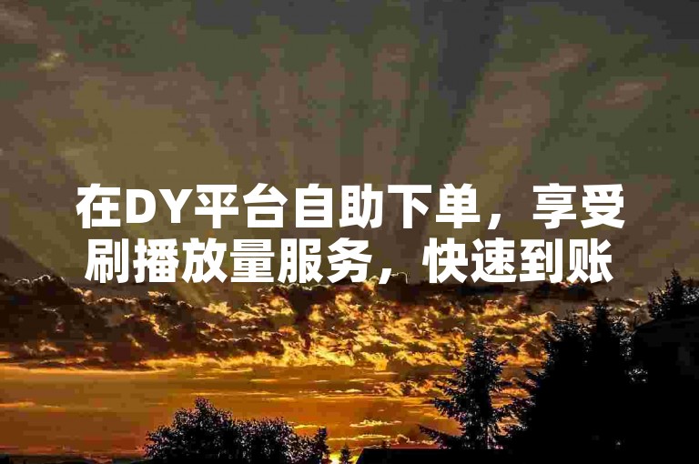 在DY平台自助下单，享受刷播放量服务，快速到账仅需一小时，全天候秒单业务，价格实惠。