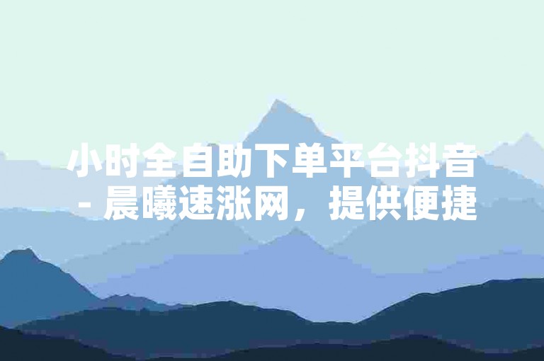 小时全自助下单平台抖音 - 晨曦速涨网，提供便捷的在线服务体验。