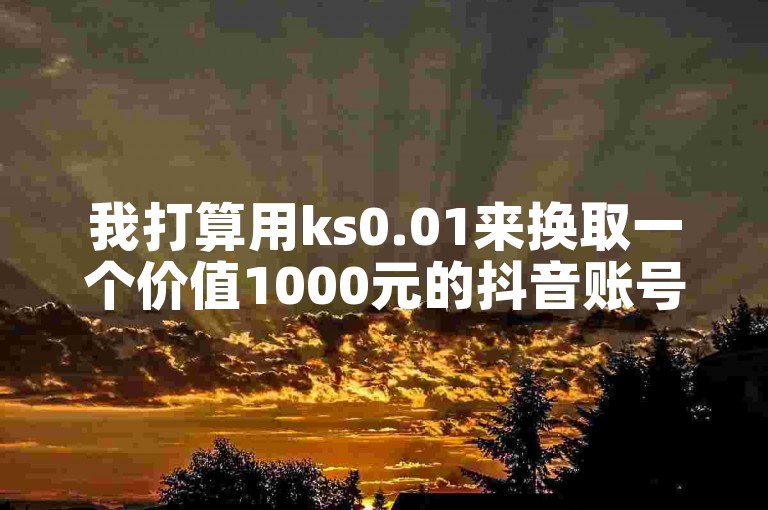 我打算用ks0.01来换取一个价值1000元的抖音账号。