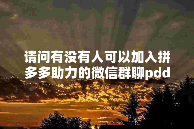 请问有没有人可以加入拼多多助力的微信群聊pdd助力？
