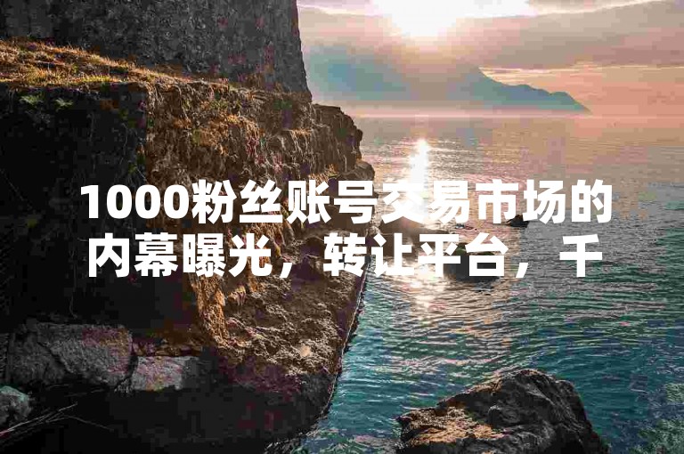 1000粉丝账号交易市场的内幕曝光，转让平台，千粉账户寻找新主人！2025趋势掌握
