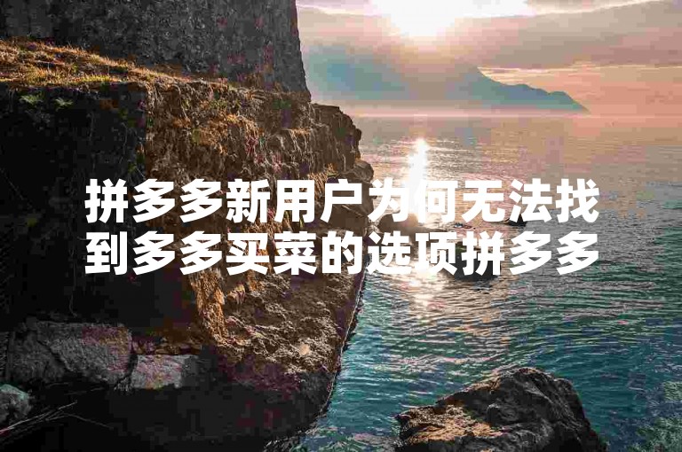 拼多多新用户为何无法找到多多买菜的选项拼多多求助。