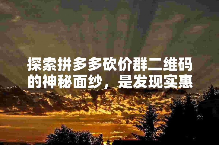 探索拼多多砍价群二维码的神秘面纱，是发现实惠购物的新途径还是商家推广的新策略？