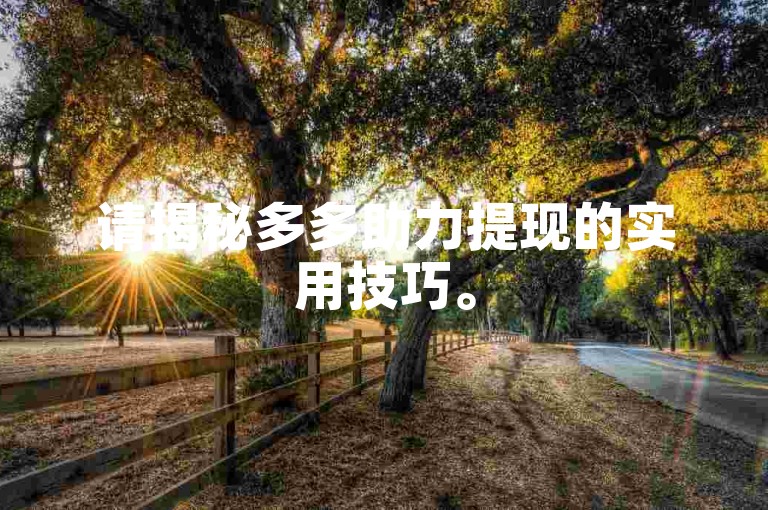 请揭秘多多助力提现的实用技巧。