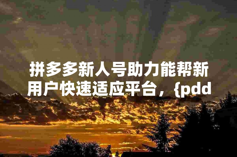 拼多多新人号助力能帮新用户快速适应平台，{pdd助力软件}则可提升其参与活动的效率。