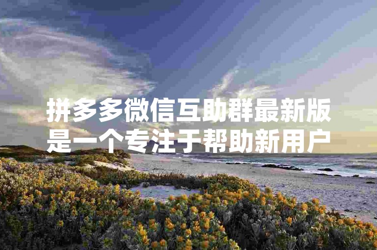 拼多多微信互助群最新版是一个专注于帮助新用户快速融入平台，通过{多多助力新人号}项目实现资源共享和互助的平台。