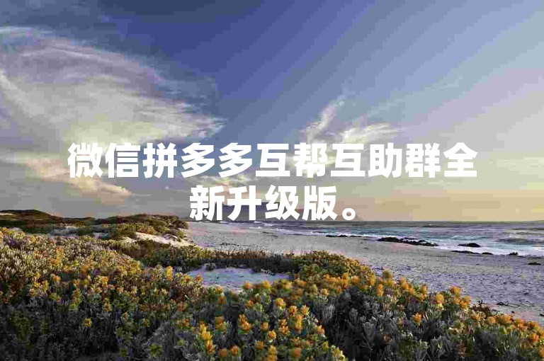 微信拼多多互帮互助群全新升级版。