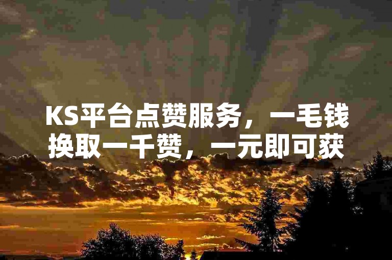 KS平台点赞服务，一毛钱换取一千赞，一元即可获得一万赞；同时提供抖音免费领取10000播放量的软件，并有雷蛇客服24小时在线解答疑问。