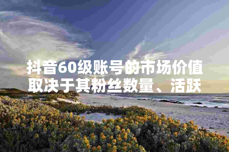 抖音60级账号的市场价值取决于其粉丝数量、活跃度以及内容质量，通常可以卖到数千至数万元不等。