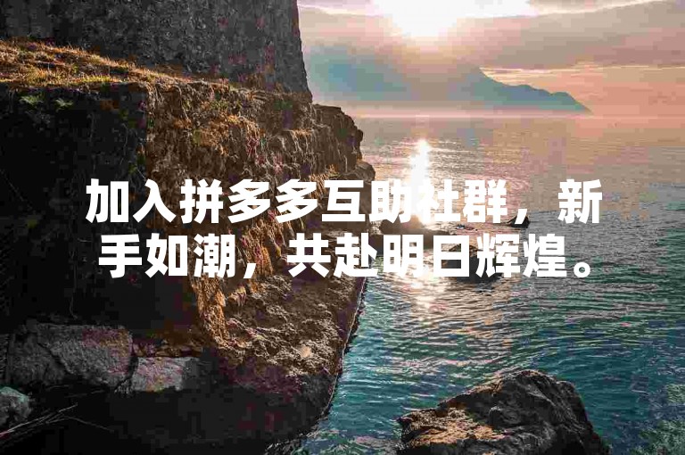 加入拼多多互助社群，新手如潮，共赴明日辉煌。