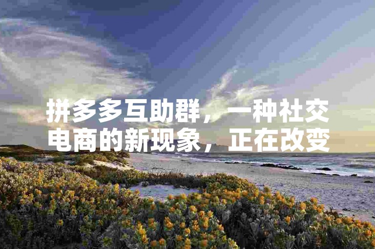 拼多多互助群，一种社交电商的新现象，正在改变着人们的购物方式。