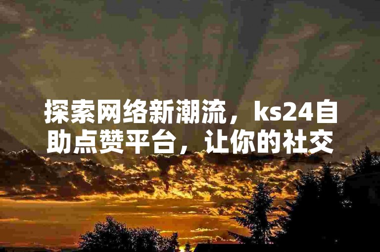 探索网络新潮流，ks24自助点赞平台，让你的社交媒体影响力一飞冲天！