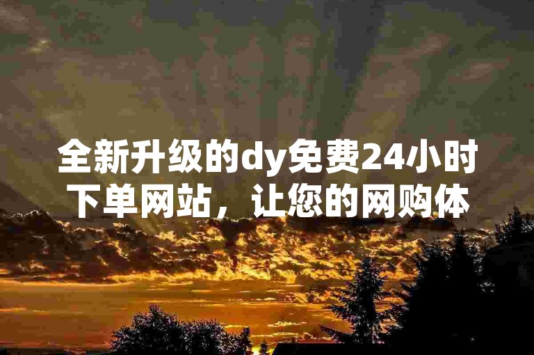 全新升级的dy免费24小时下单网站，让您的网购体验更加便捷高效。