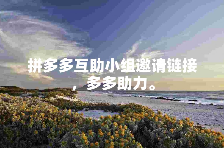拼多多互助小组邀请链接，多多助力。