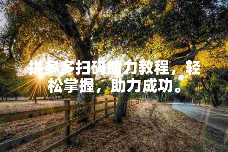 拼多多扫码助力教程，轻松掌握，助力成功。