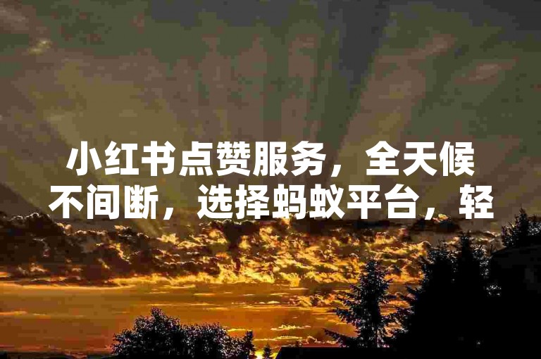 小红书点赞服务，全天候不间断，选择蚂蚁平台，轻松提升快手视频热度。