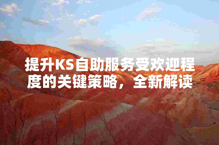 提升KS自助服务受欢迎程度的关键策略，全新解读！新手必看！