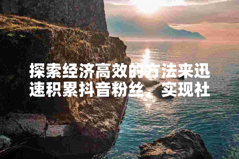 探索经济高效的方法来迅速积累抖音粉丝，实现社交媒体影响力的飞跃。