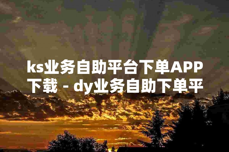 ks业务自助平台下单APP下载 - dy业务自助下单平台山东
