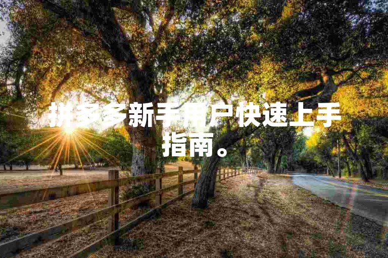 拼多多新手用户快速上手指南。