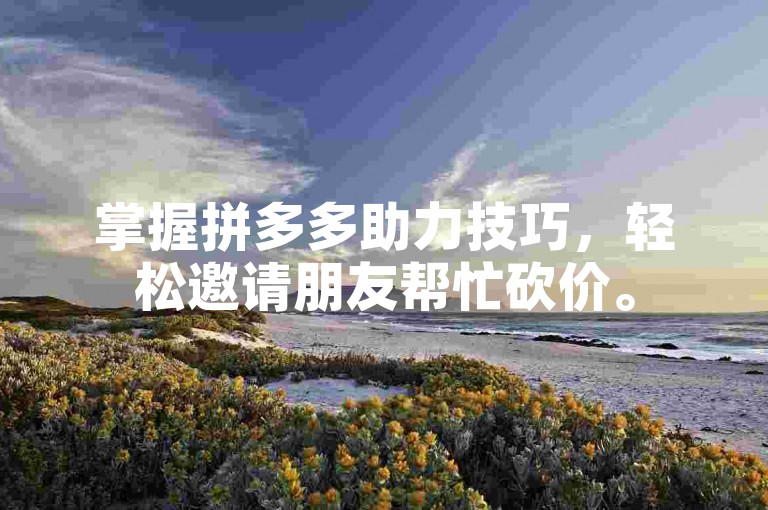 掌握拼多多助力技巧，轻松邀请朋友帮忙砍价。