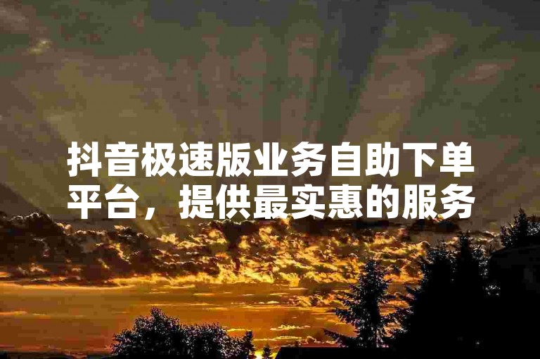 抖音极速版业务自助下单平台，提供最实惠的服务价格。