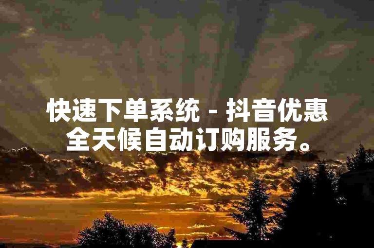 快速下单系统 - 抖音优惠全天候自动订购服务。