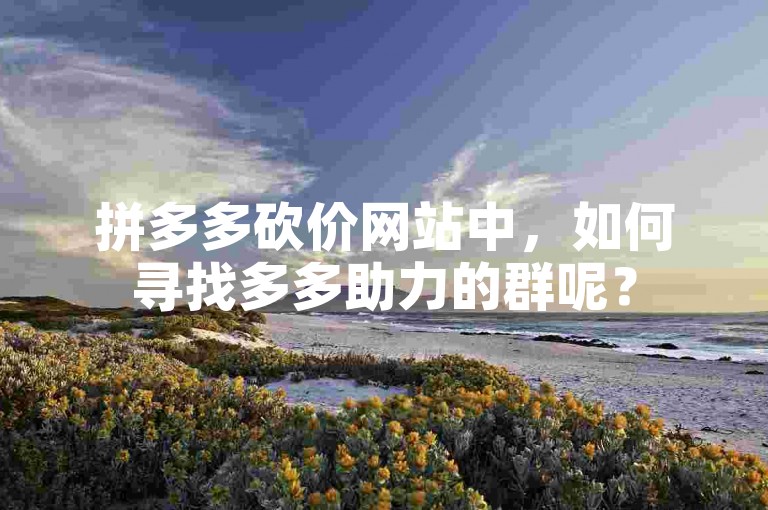拼多多砍价网站中，如何寻找多多助力的群呢？