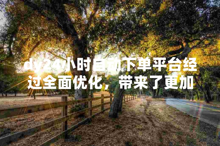 dy24小时自动下单平台经过全面优化，带来了更加流畅和便捷的用户体验。