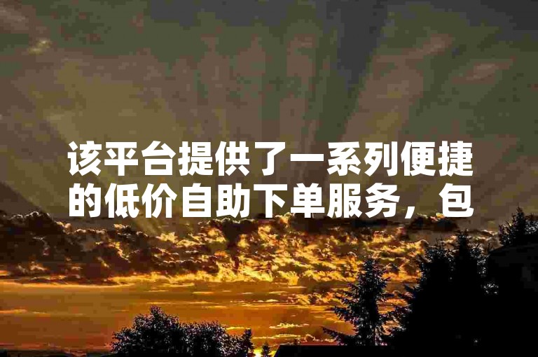 该平台提供了一系列便捷的低价自助下单服务，包括专门的软件和网站，以满足不同用户的需求。