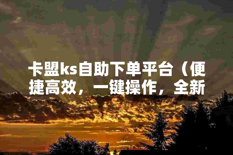 卡盟ks自助下单平台（便捷高效，一键操作，全新体验）