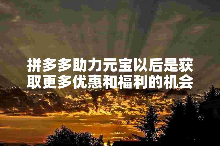 拼多多助力元宝以后是获取更多优惠和福利的机会。