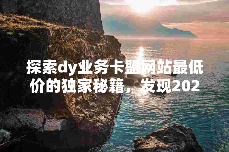 探索dy业务卡盟网站最低价的独家秘籍，发现2024年最值得投资的dy业务卡盟网站！