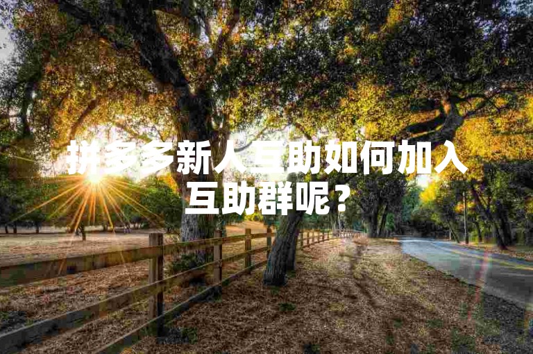 拼多多新人互助如何加入互助群呢？