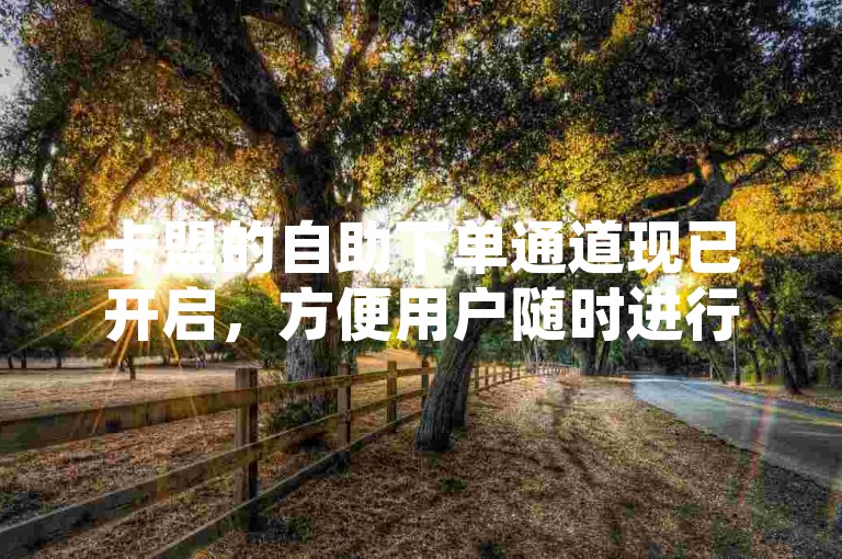 卡盟的自助下单通道现已开启，方便用户随时进行操作。