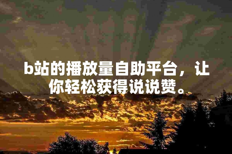 b站的播放量自助平台，让你轻松获得说说赞。