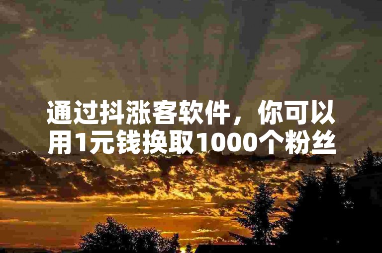 通过抖涨客软件，你可以用1元钱换取1000个粉丝。