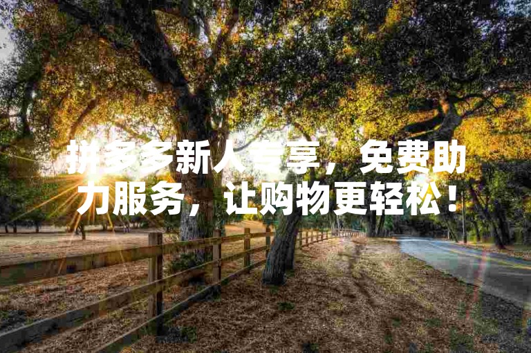 拼多多新人专享，免费助力服务，让购物更轻松！