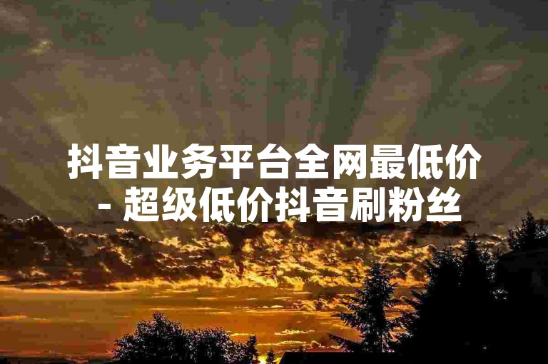 抖音业务平台全网最低价 - 超级低价抖音刷粉丝