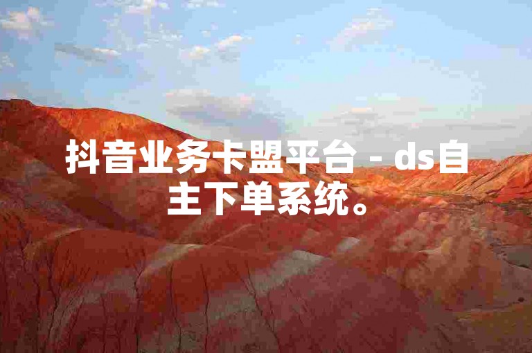 抖音业务卡盟平台 - ds自主下单系统。