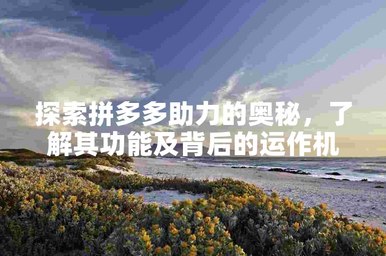 探索拼多多助力的奥秘，了解其功能及背后的运作机制。