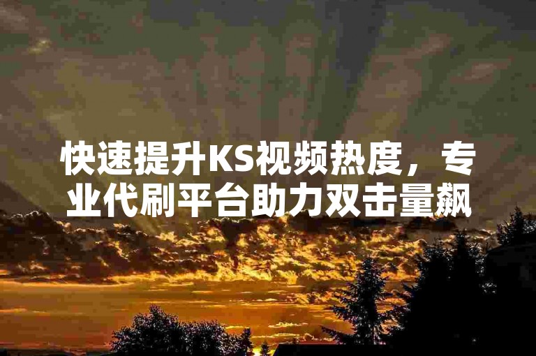 快速提升KS视频热度，专业代刷平台助力双击量飙升。