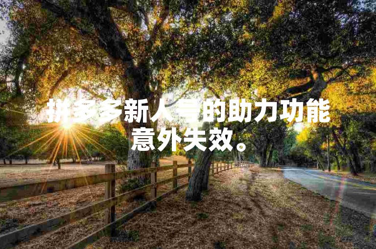 拼多多新人号的助力功能意外失效。