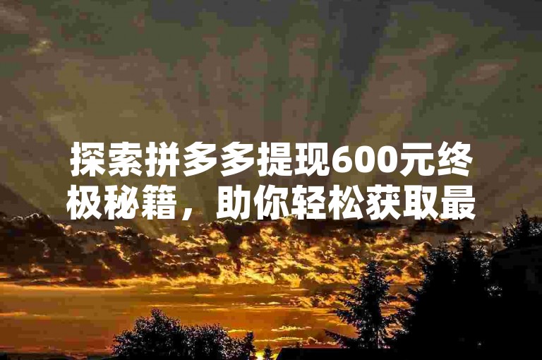 探索拼多多提现600元终极秘籍，助你轻松获取最后一分钱。
